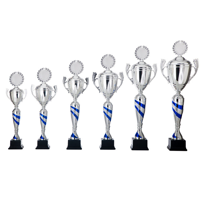 van der Storm Sportprijzen AK 5315 beker zilver-blauw in 6 maten 45-63 cm