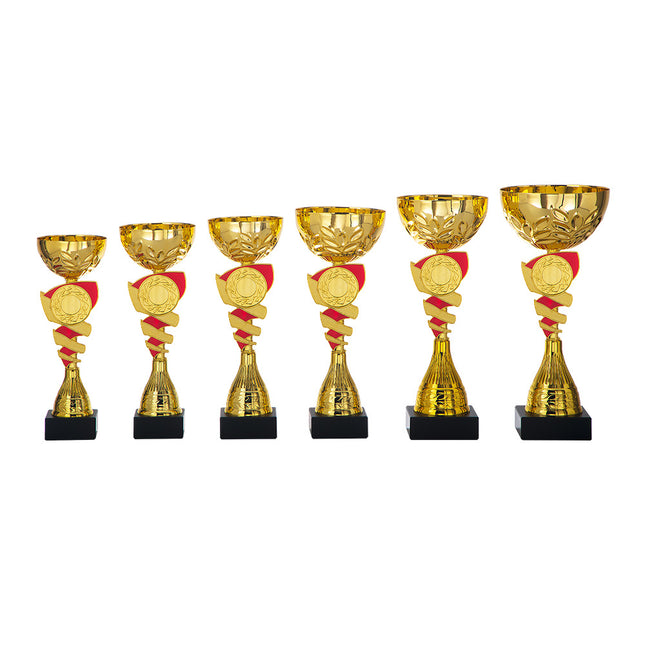 van der Storm Sportprijzen AK 5585 beker goud-rood in 6 maten 26-32.5 cm