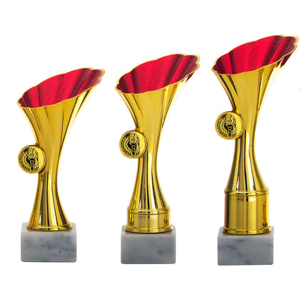van der Storm Sportprijzen AR 1025 beker goud-rood in 3 maten 19-22 cm