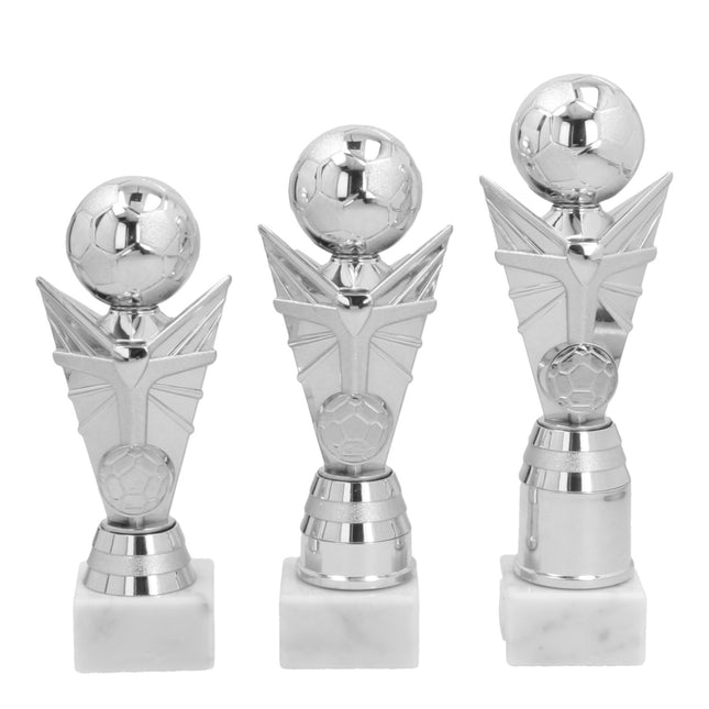 van der Storm Sportprijzen AS 3228 voetbal trofee zilver in 3 maten 19-23 cm