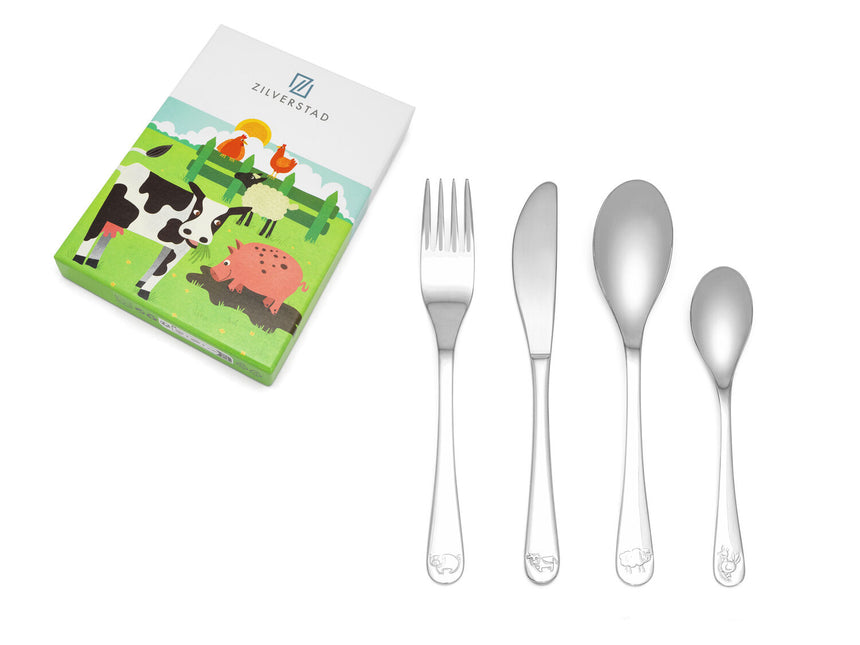 van der Storm Sportprijzen Kindercouvert Boerderijdieren, 4-delig, RVS 18/10