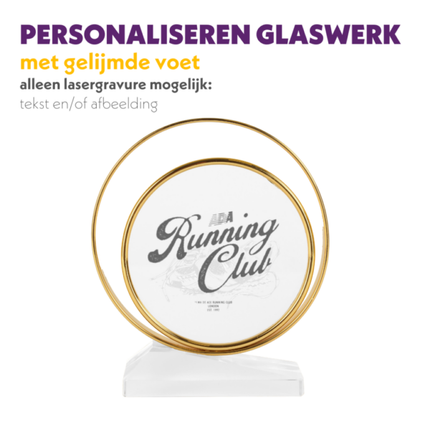 van der Storm Sportprijzen LUCY LUXE GLAS AWARD MET GOUD-ZILVER-BRONS  RAND 19 CM MET LUXE DOOS