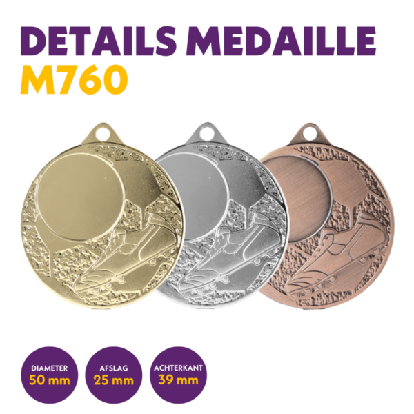 van der Storm Sportprijzen M 760 Voetbalmedaille  en 25 mm afslag
