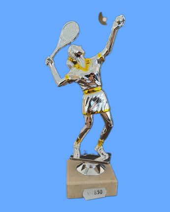 van der Storm Sportprijzen Tennis Dame op voet glans zilver ca. 15 cm