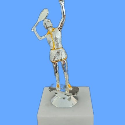 van der Storm Sportprijzen Tennisdame op voet glans zilver ca. 13 cm
