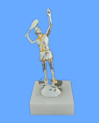 van der Storm Sportprijzen Tennisdame op voet glans zilver ca. 13 cm