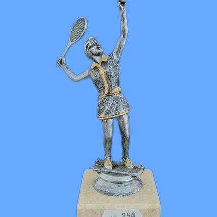 van der Storm Sportprijzen Tennisdame op voet mat zilver ca. 13 cm