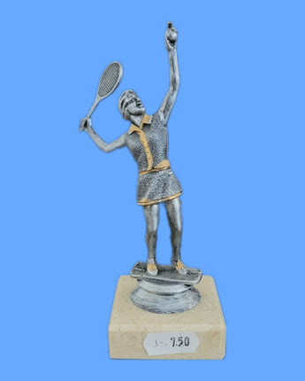 van der Storm Sportprijzen Tennisdame op voet mat zilver ca. 13 cm