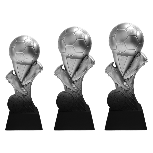 van der Storm Sportprijzen WPT 011.34  Alpha Voetbal trofee zwart-zilver 15-20 Cm