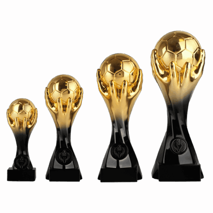 van der Storm Sportprijzen WPT 021.86 Voetbal trofee zwart-goud in 4 maten 15-27Cm